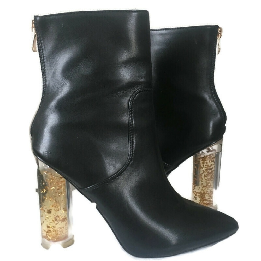 Ankle Booties with Lucite Heel